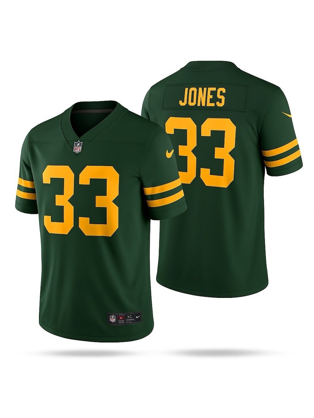 Aaron Jones Green Bay Packers Jersey Nike On Field XXL 32x27 NFL #33 Green Gold